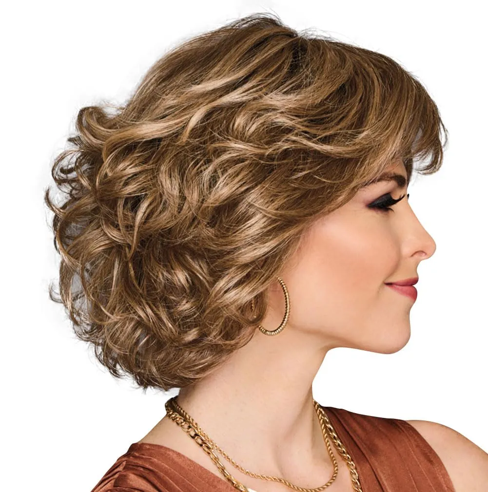 Gimme Drama Chin-Length Pageboy Long Layered Bob Wig by Hairuwear, Average Cap, GF11-25SS Honey Pecan