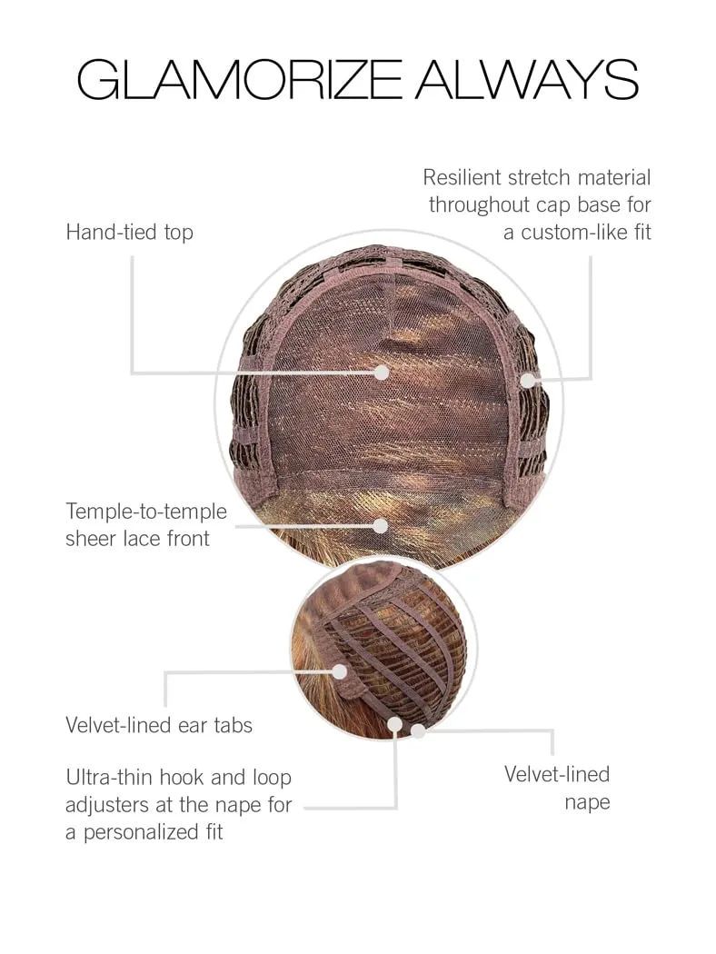 Glamorize Always Mid-Length Bob Wig With Face Framing Features by Hairuwear, Average Cap, GF10-22SS Iced Cappuccino