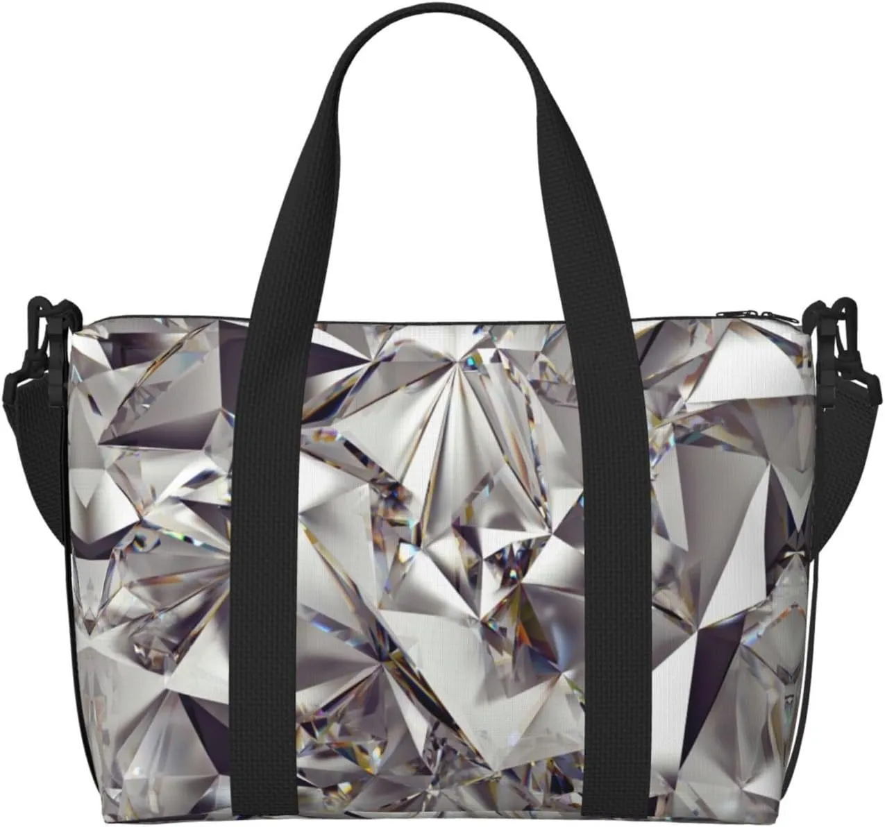 Glitter Abstract Diamond Crystal Pattern Personal Item Travel Bags for Women - Durable Travel Duffel Bags, Gym Bags for Overnight Trips