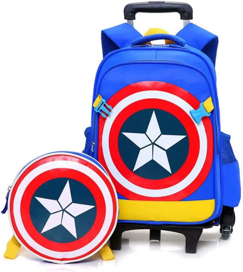 GLOOMALL Cartoon Six Wheels Trolley Case School Bags Boy Oxford Cloth Vacation Backpack