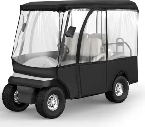Golf Cart Enclosures 2/4 Passenger for Club Car DS Precedent，Golf Cart Cover for 2/4 Person, with Roll-Up and Removable Windshield 600D Oxford Rain Cover All Weather Outdoor Protection