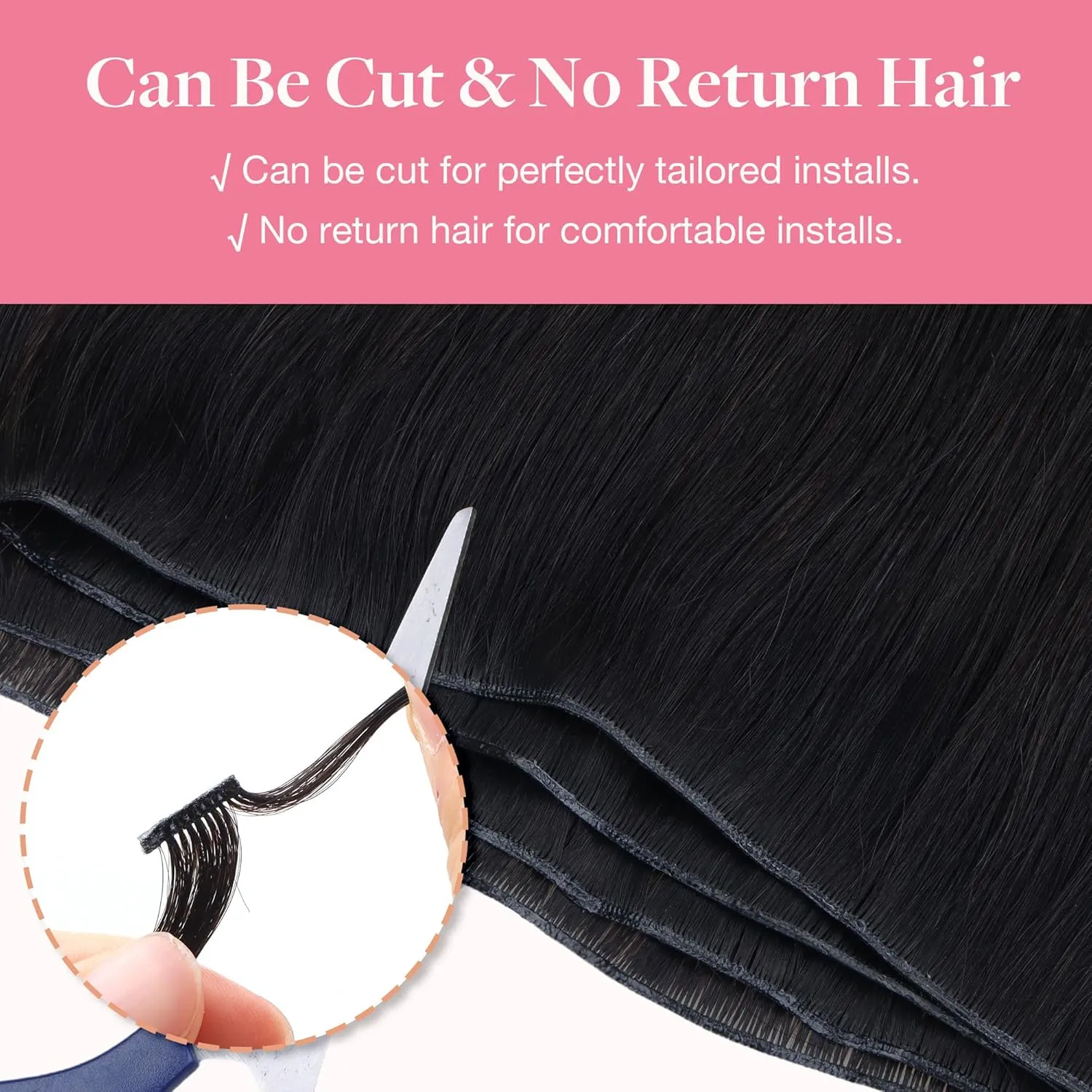 GOO GOO Genius Weft Hair Extensions Human Hair, Sew In Hair Extensions Rooted Remy Weft, 1 Jet black 14inch 40g, Hand Tied Weft Hair Extensions