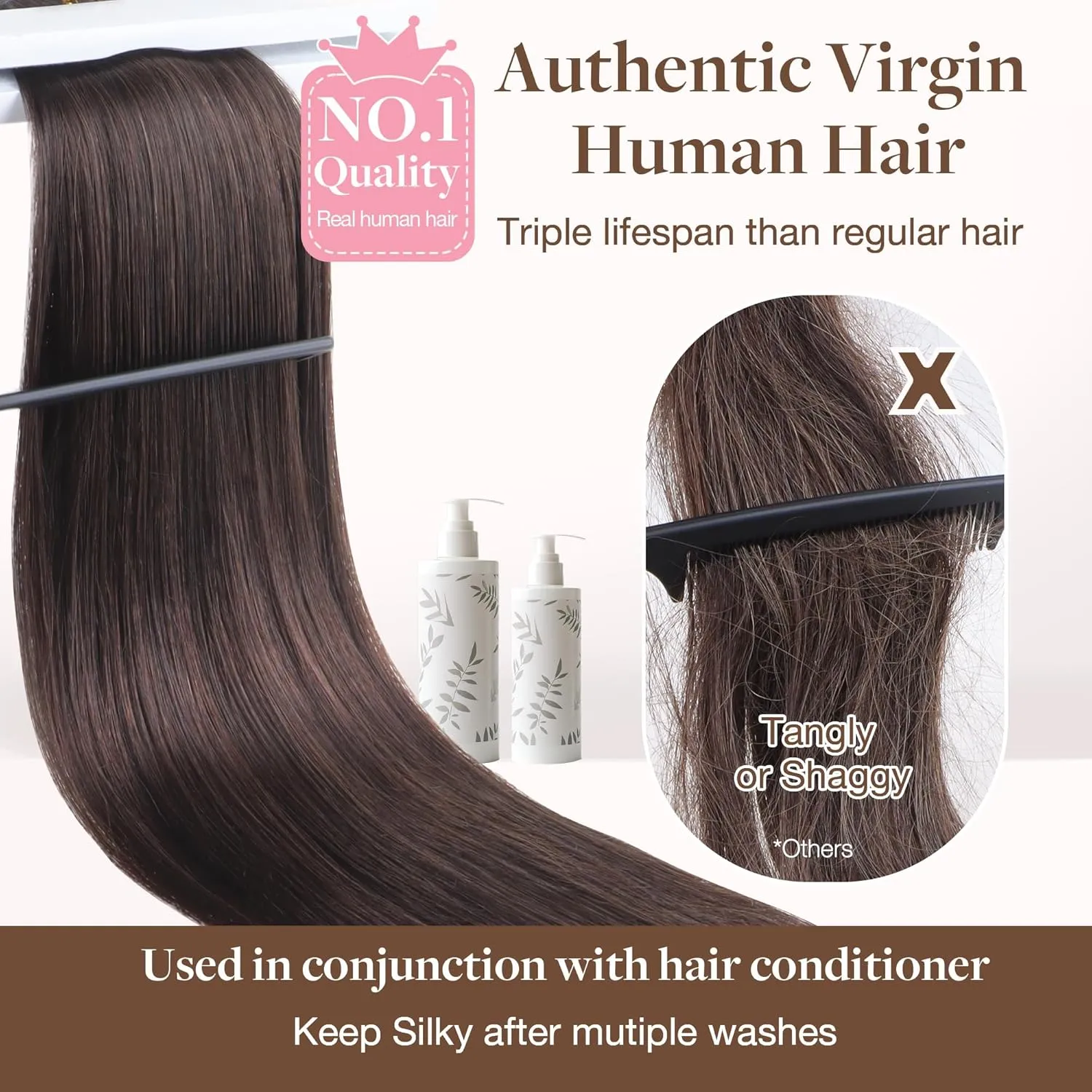 GOO GOO Genius Weft Hair Extensions Human Hair, Sew In Hair Extensions Rooted Remy Weft, 1 Jet black 14inch 40g, Hand Tied Weft Hair Extensions