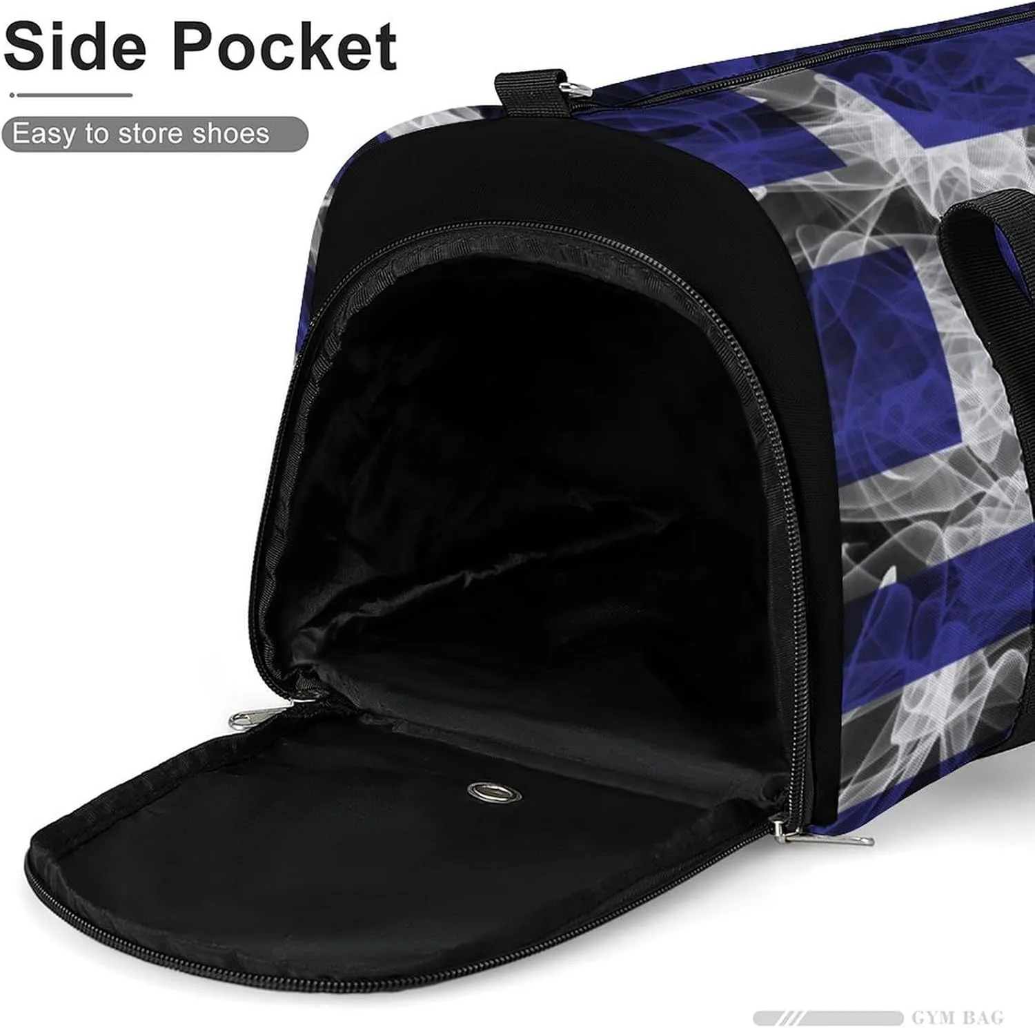 Greece Flag Smoke Style Travel Duffel Bag with Shoe Compartment for Gym Yoga Beach Weekender