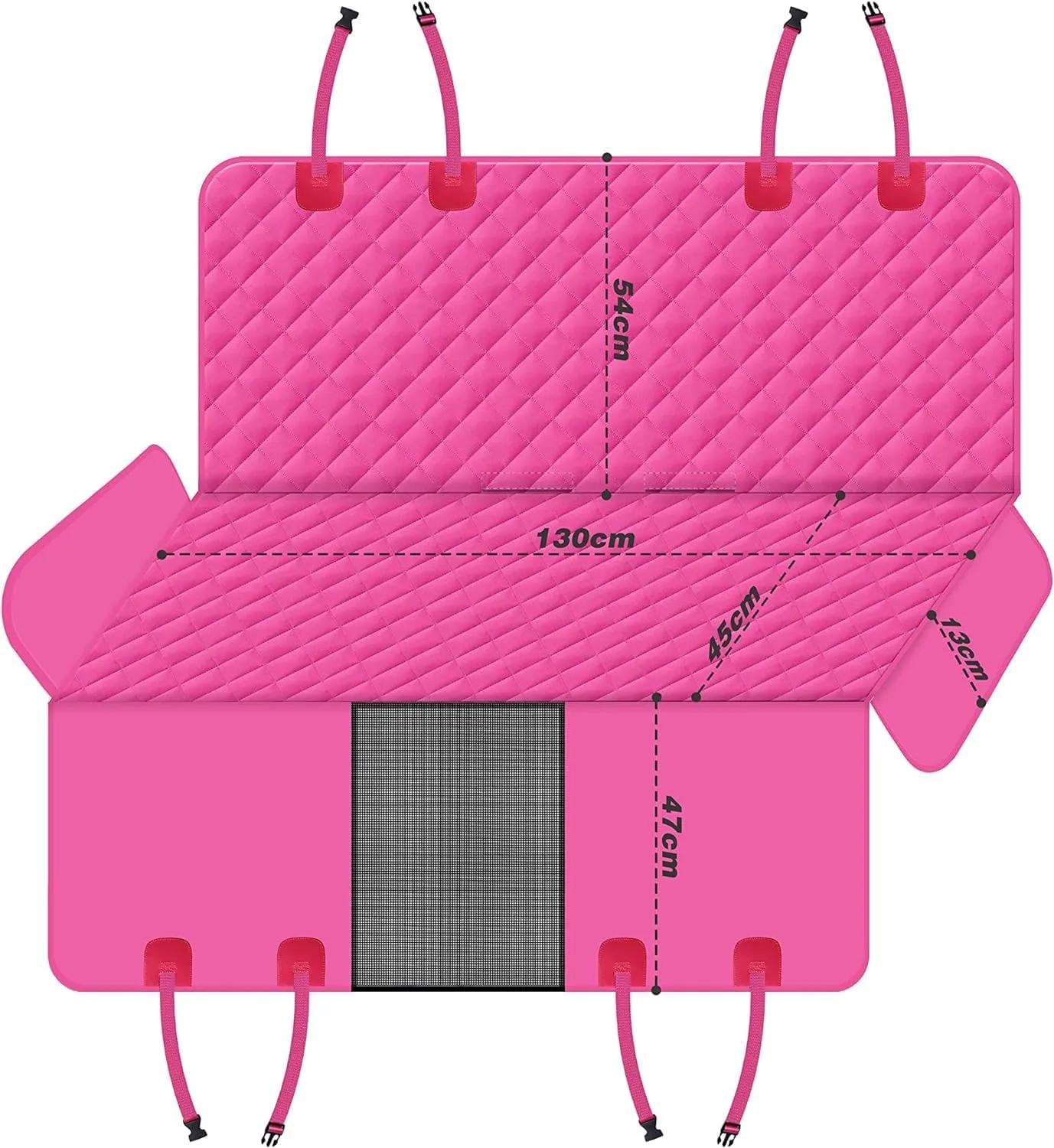 GXT Dog Back Seat Cover Protector for Cars SUV and Trucks with Mesh Window, Scratchproof Nonslip and Waterproof Material Upgraded Version with Dog Leash(Pink)