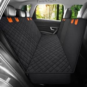 GXT Dog Back Seat Cover Protector for Cars SUV and Trucks with Mesh Window, Scratchproof Nonslip and Waterproof Material(Black Orange)