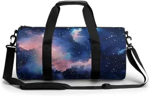 Gym Bag 17in for Men Women, Waterproof Foldable Sports Organizer, Durable Workout Travel Duffle Bag, Celestial Tides-18