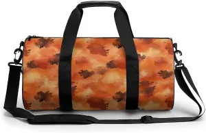 Gym Bag 17in for Men Women, Waterproof Foldable Sports Organizer, Durable Workout Travel Duffle Bag, Deep Copper Texture-89