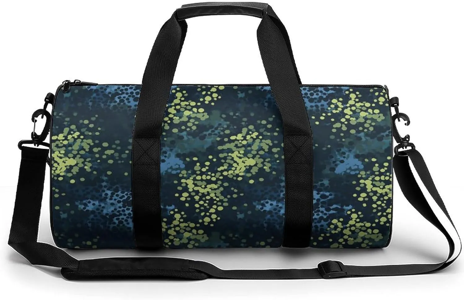 Gym Bag 17in for Men Women, Waterproof Foldable Sports Organizer, Durable Workout Travel Duffle Bag, Dynamic Dot Spray-253