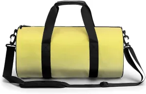 Gym Bag 17in for Men Women, Waterproof Foldable Sports Organizer, Durable Workout Travel Duffle Bag, Lemon Yellow to Buttercream - 1533