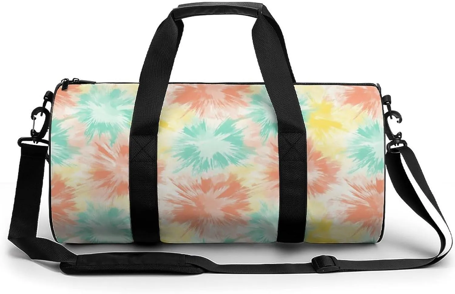Gym Bag 17in for Men Women, Waterproof Foldable Sports Organizer, Durable Workout Travel Duffle Bag, Spring Awakening Tie-Dye-110