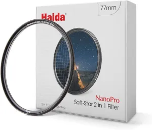 Haida 77mm Soft-Star 2 in1 Effect Filter Screw-in Optical Glass Filter for Camera Lens 4 Point Star   Soft Focus (Nanopro-Series)