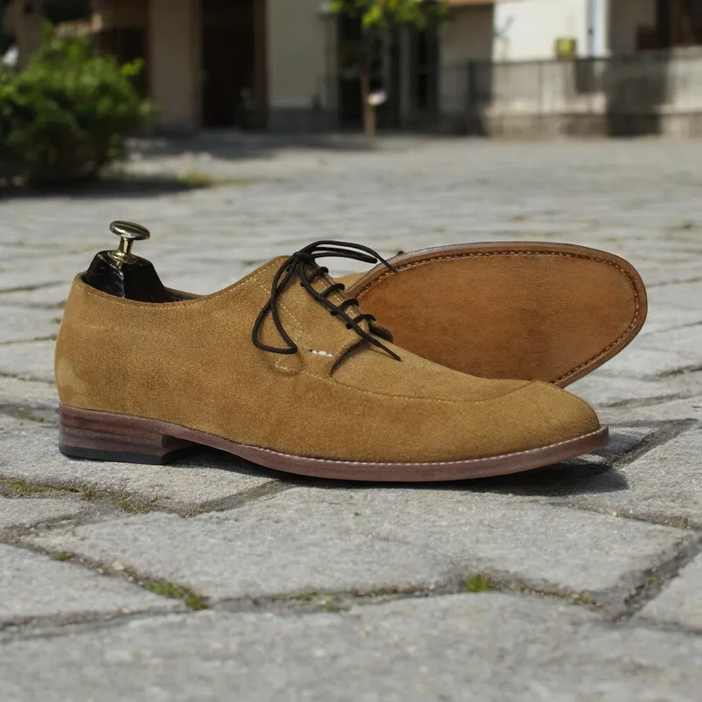 Handmade Derby Suede Lace Up Shoes | Stylish Beige Suede Shoes for Men