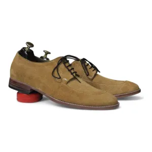 Handmade Derby Suede Lace Up Shoes | Stylish Beige Suede Shoes for Men
