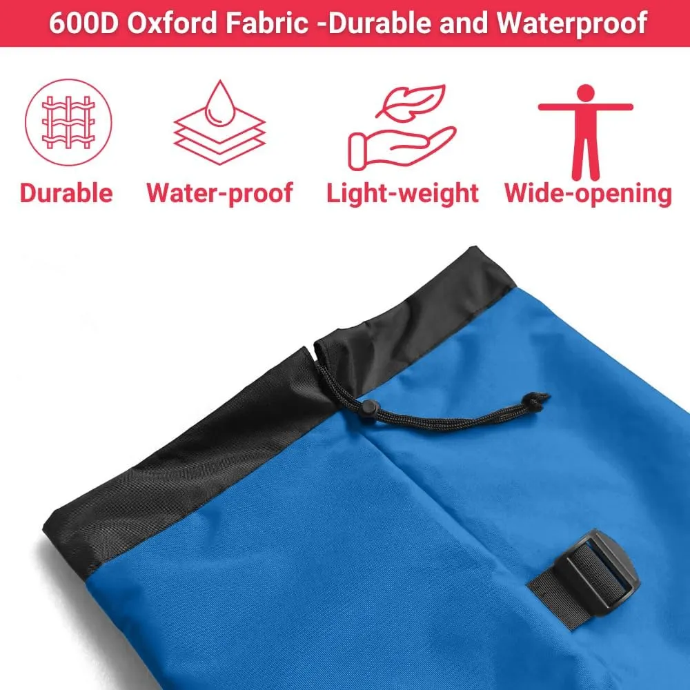 Heavy Duty Camping Chair Replacement Bag with Side Pocket, Camp Cover Bags for Carrying Folding Chairs - 48 X 11 Inches, Durable 600D Oxford Fabric, Extra Wide Mouth, Adjustable Strap for Carry (Blue)