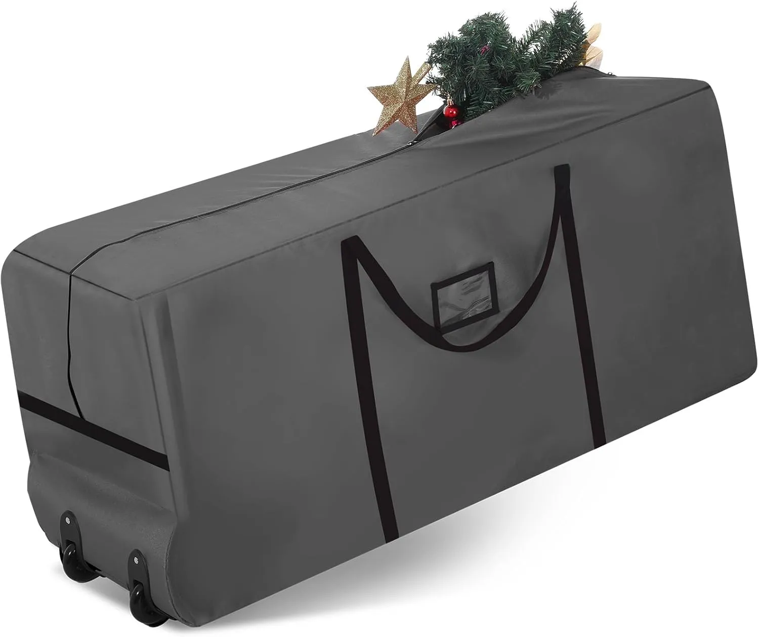 Heavy Duty Christmas Tree Storage Bag - 900d Oxford Fabric with Wheels and Reinforced Handles, Durable Storage Box for Disassembled Holiday Trees(7.5ft,Grey)