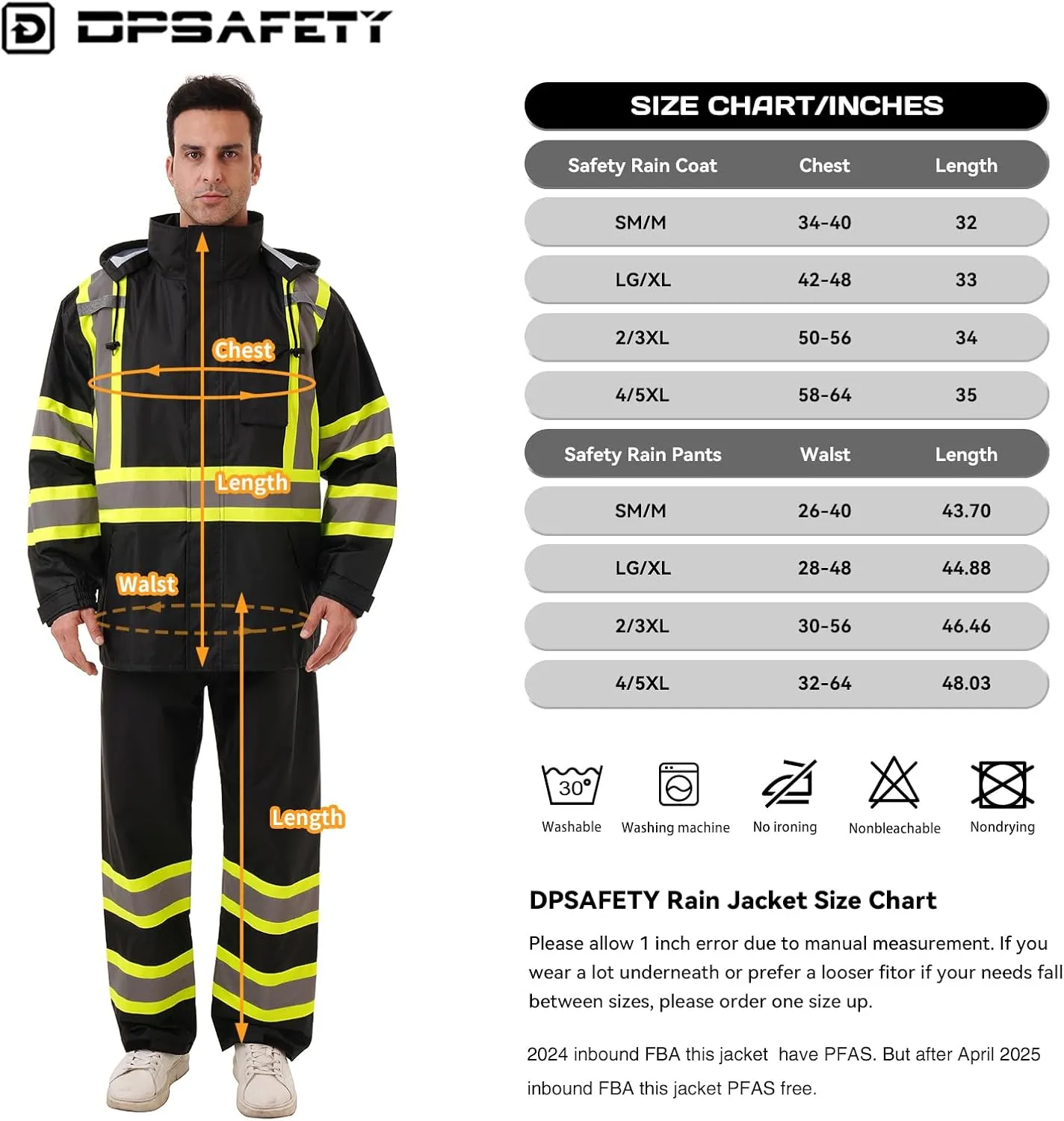 Hi Vis Safety rain Jacket，Reflective Class 3 Rain coat High Visibility Waterproof work Rain Suits