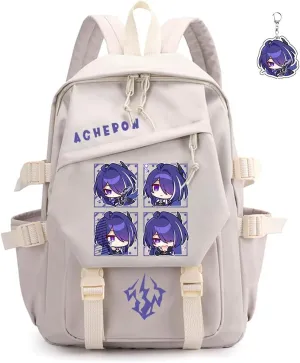 Honkai Star Rail Backpack Women Men Unisex Robin Rucksack Aventurine Firefly Bag HSR Kawaii Backpack (White-Acheron)