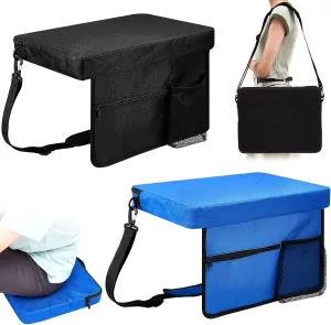 Hosuly Portable Stadium Seat Without Back Stadium Seats for Bleachers Lightweight Bleacher Seat Cushion with Shoulder Strap and Cup Holder for Sporting Travel Hiking Fishing Camping