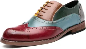 HuitJours Men Brogues Wingtip Lace up Classic Black Dress Shoes Derby Gatsby Prom Fashion Oxford