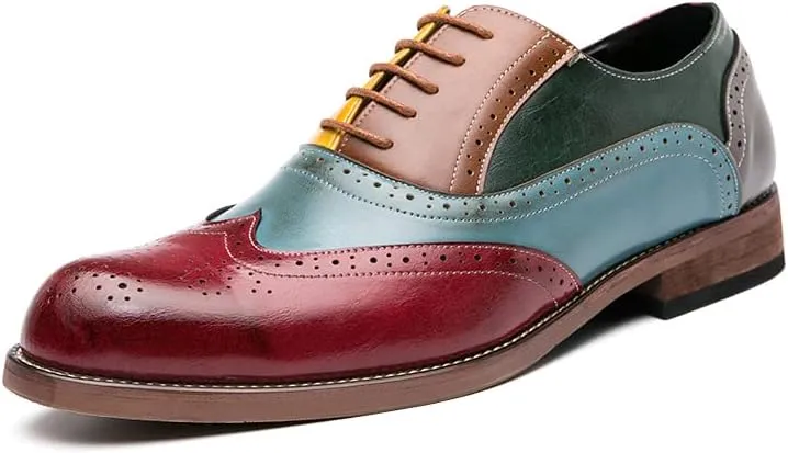 HuitJours Men Brogues Wingtip Lace up Classic Black Dress Shoes Derby Gatsby Prom Fashion Oxford