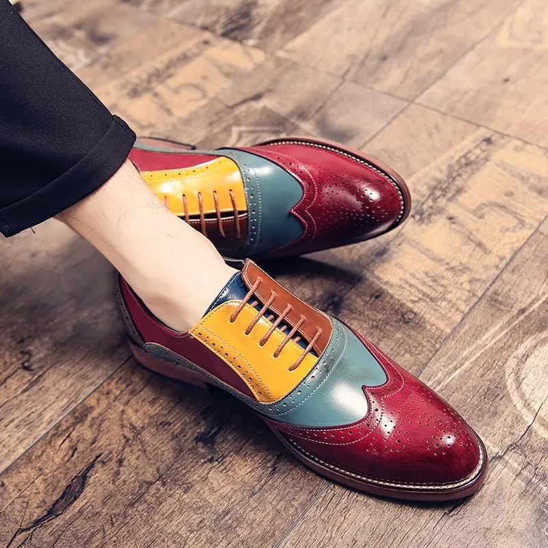 HuitJours Men Brogues Wingtip Lace up Classic Black Dress Shoes Derby Gatsby Prom Fashion Oxford