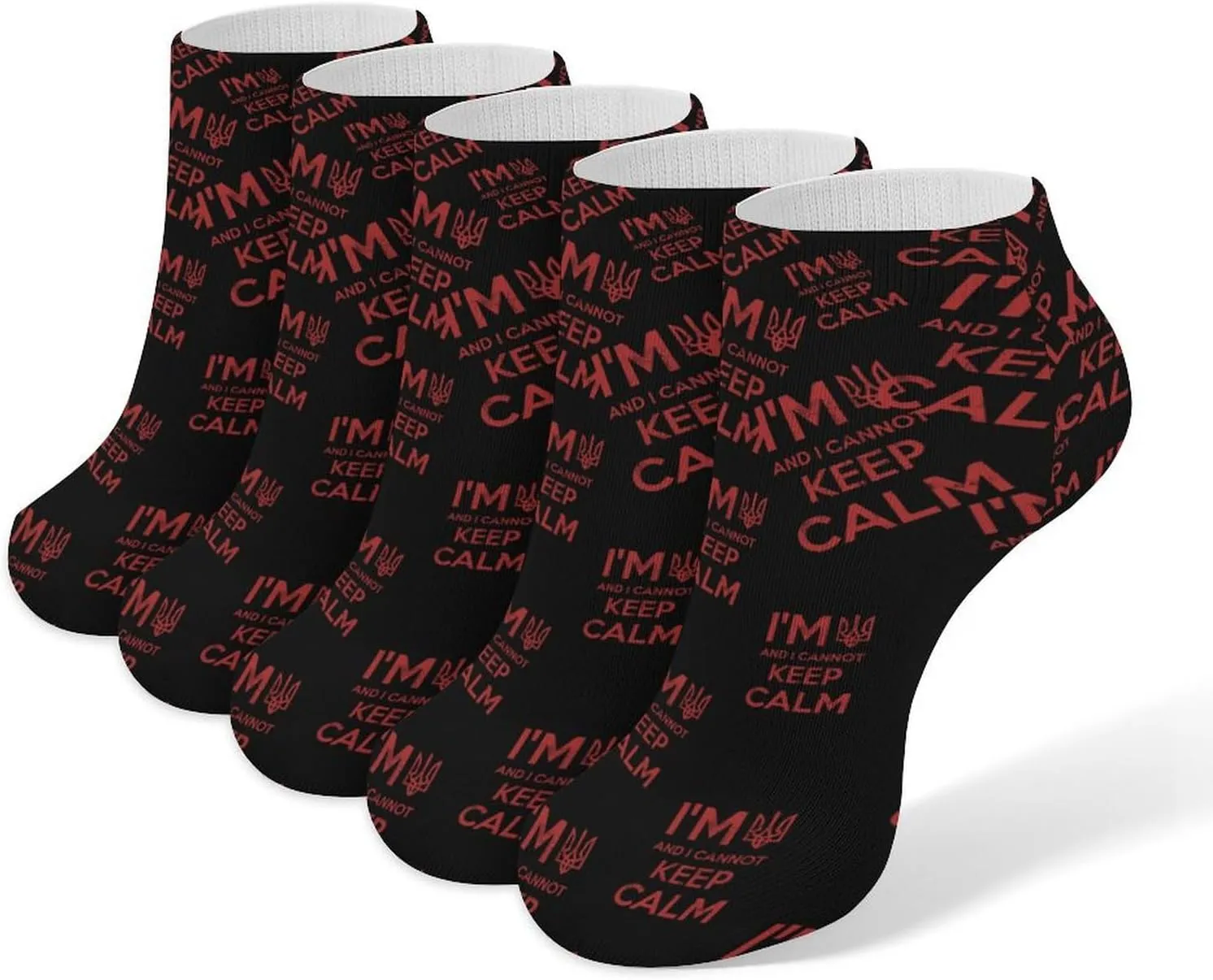 I Am Ukrainian And I Cannot Keep Calm 5 Pairs Ankle Socks Low-Cut Non Slip Athletic Running Flat Sock for Men And Women