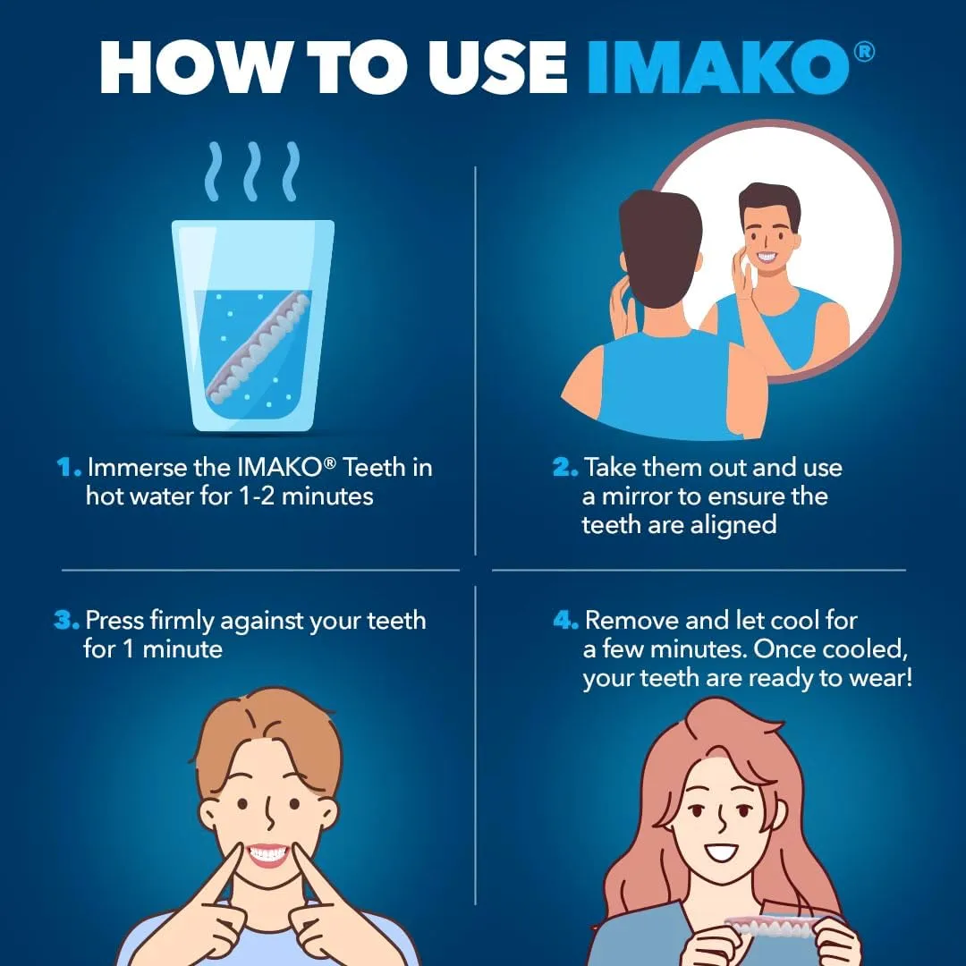 Imako Premium Cosmetic Uppers - 1 Pack - Large, Natural White - DIY Smile Makeover - Made in USA