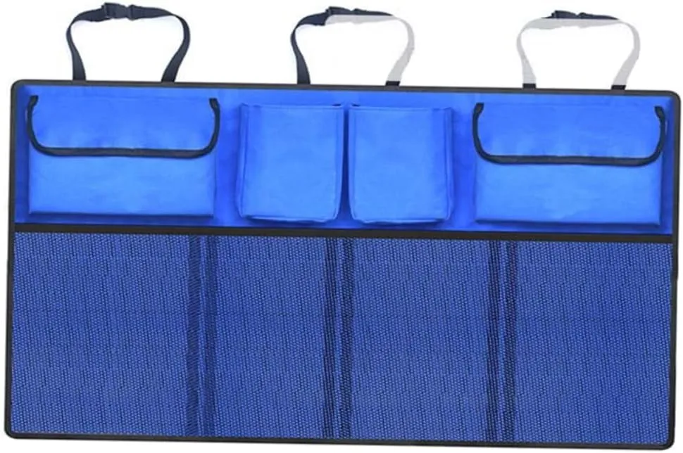 IMIKEYA Backseat Organizer for Car Dark Blue Hanging Cargo Storage Bag Easy to Install with Straps and Buckles for Travel and Outdoor Activities Keeps Your Vehicle Tidy and Organized