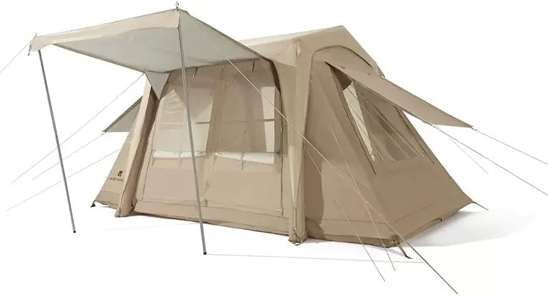 Inflatable Tent, Outdoor Camping Equipment, Portable Folding Tent, 10.9㎡, Rainproof and Sunproof, Top Skylight, Multi-Directional Breathable (Brown)