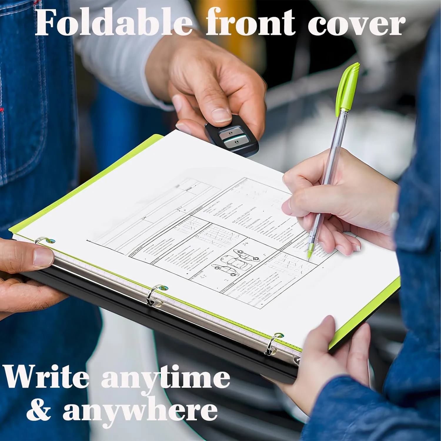 INFUN All-in-one Telescoping Binder Notebook - 2 PCS- Refillable 3 Ring Notebook Binder with 1 Plastic Movable Pocket Folder,5 Plastic Subject dividers and Graph Paper and College Ruled Paper- Black