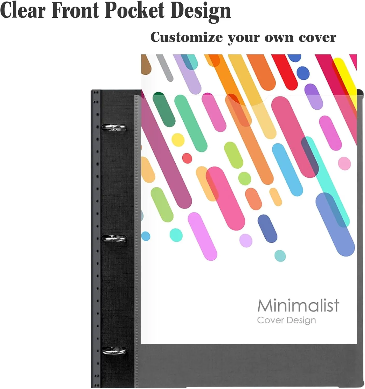 INFUN All-in-one Telescoping Binder Notebook - 2 PCS- Refillable 3 Ring Notebook Binder with 1 Plastic Movable Pocket Folder,5 Plastic Subject dividers and Graph Paper and College Ruled Paper- Black