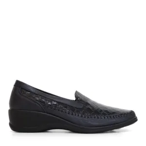 Irene Navy Croc Patent