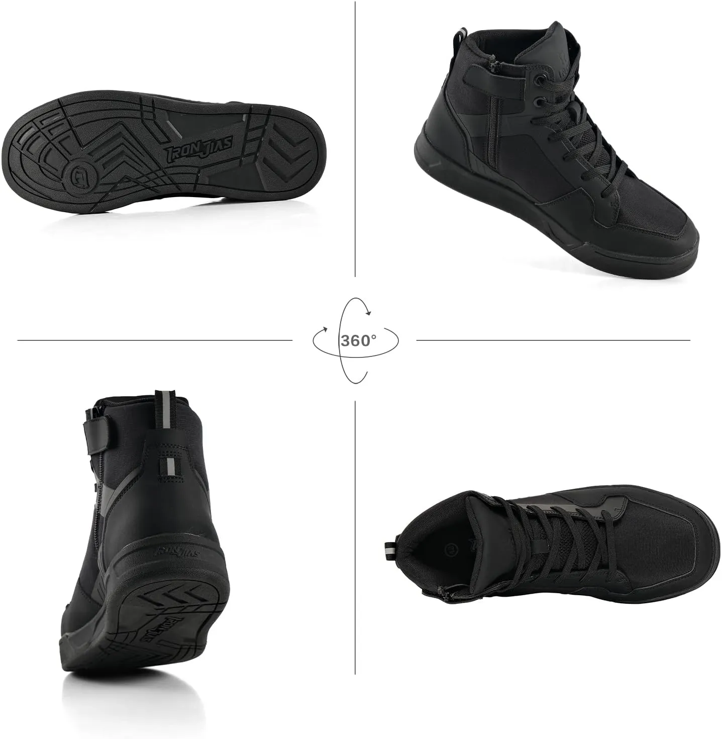 IRON JIA'S Motorcycle Shoes for Men, Anti-Slip Breathable Casual Motorcycle Riding Boots with Ankle Support, Shift Pad 12.5