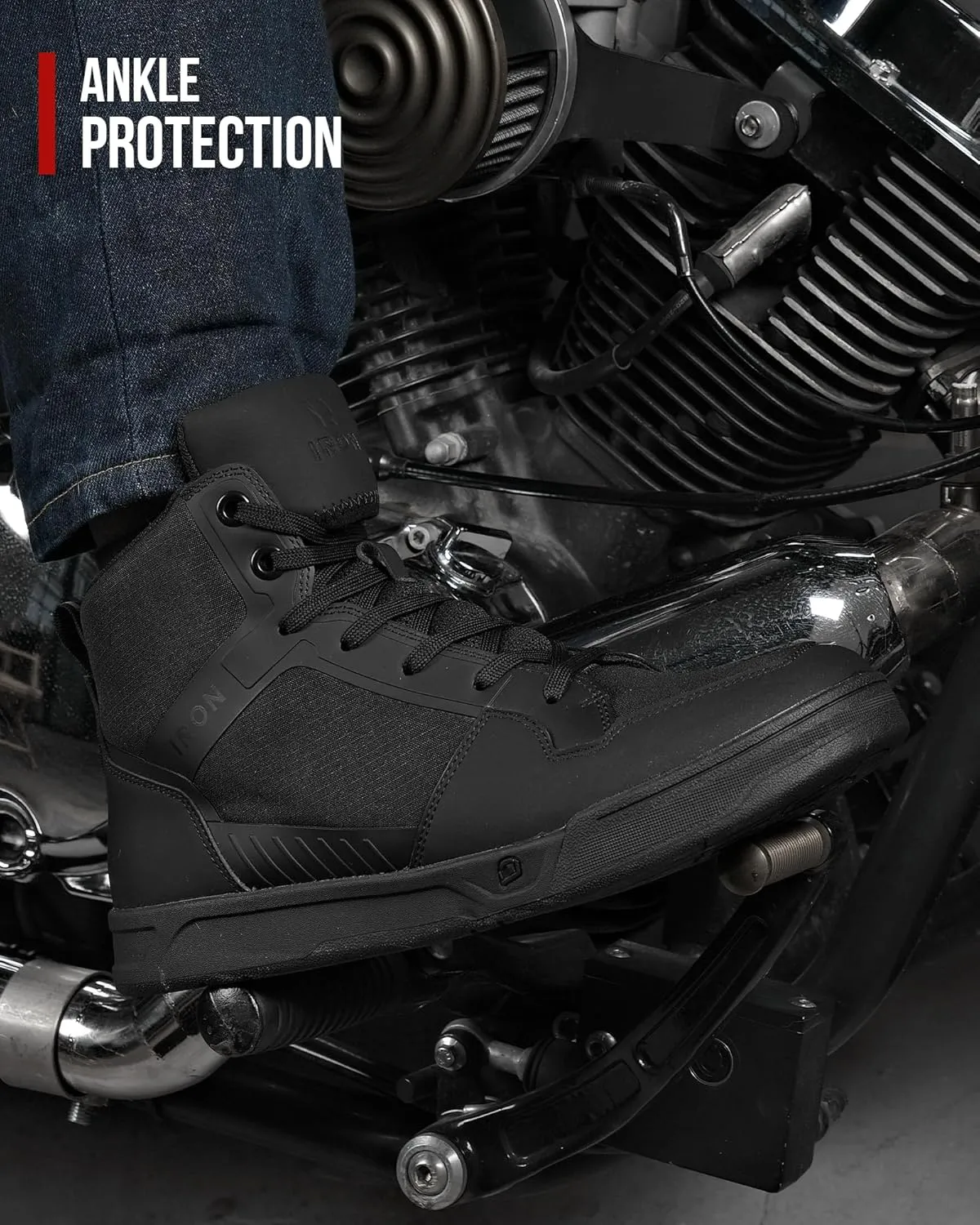 IRON JIA'S Motorcycle Shoes for Men, Anti-Slip Breathable Casual Motorcycle Riding Boots with Ankle Support, Shift Pad 12.5