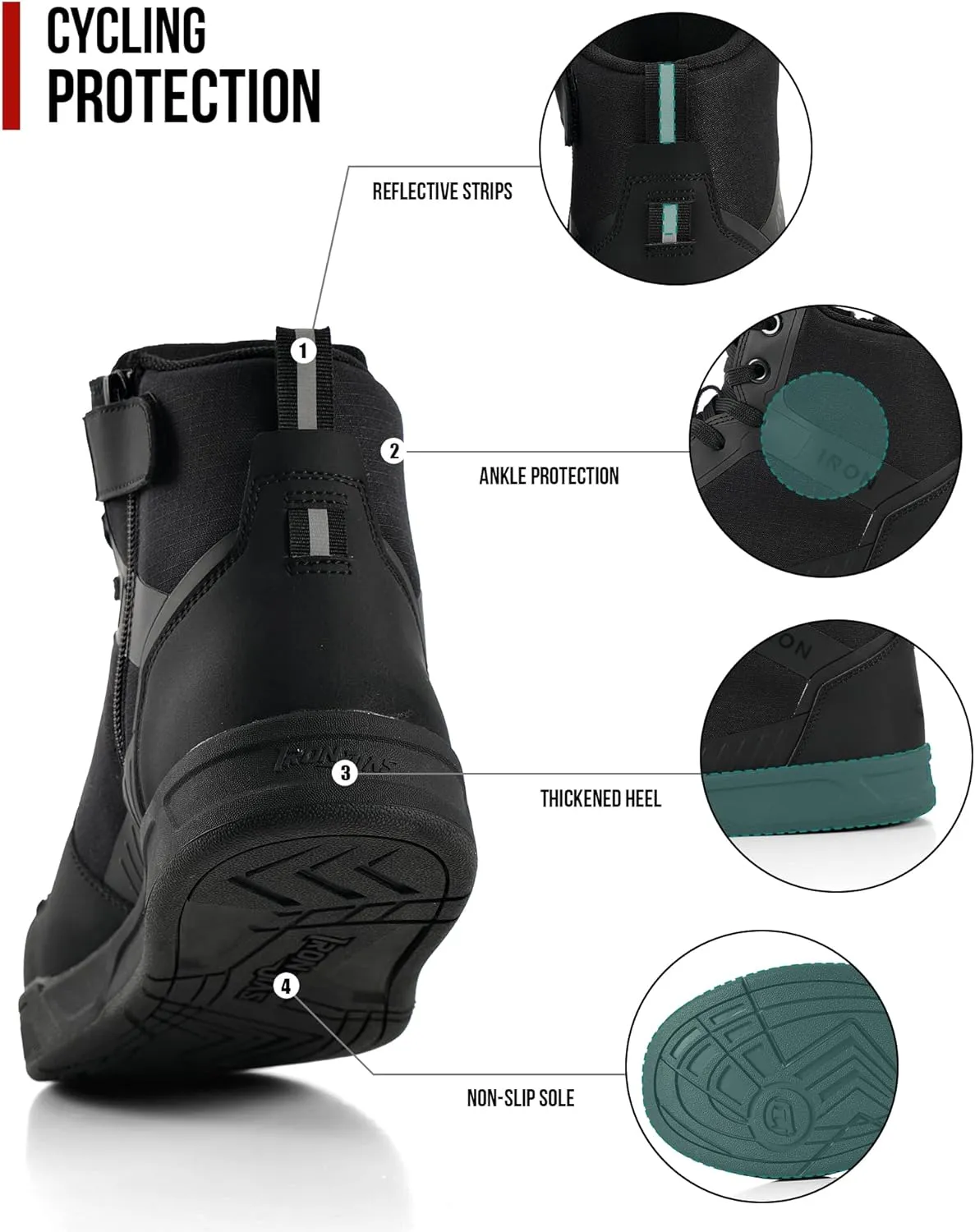 IRON JIA'S Motorcycle Shoes for Men, Anti-Slip Breathable Casual Motorcycle Riding Boots with Ankle Support, Shift Pad 12.5
