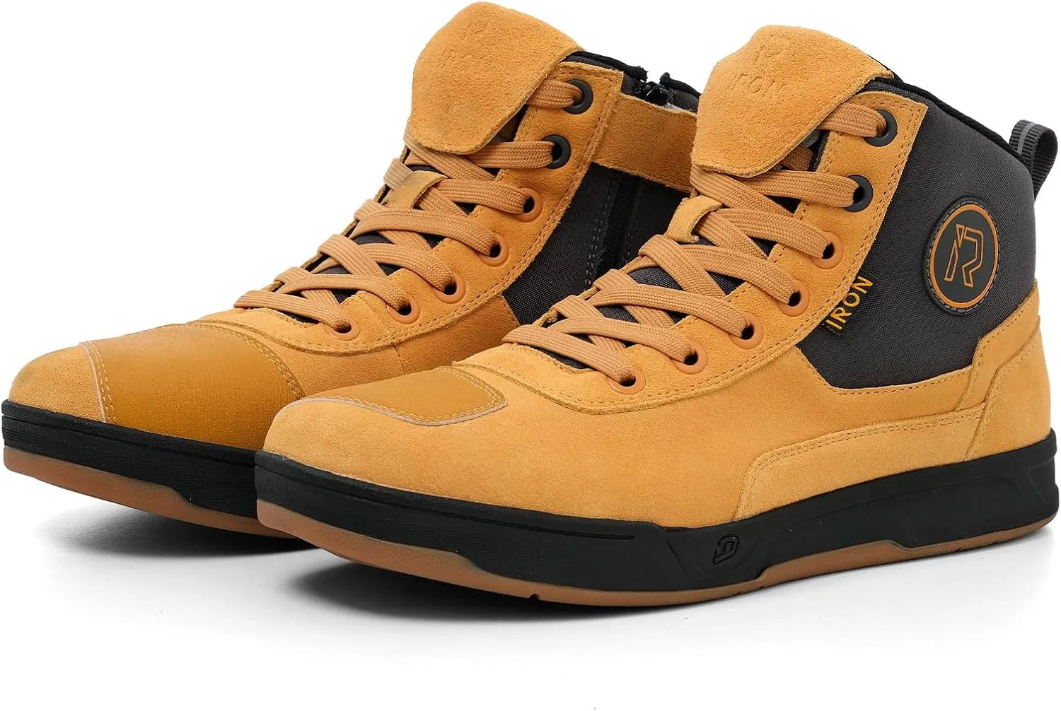 IRON JIA'S Motorcycle Shoes for Men, Anti-Slip Breathable Casual Motorcycle Riding Boots with Ankle Support, Shift Pad Yellow 11