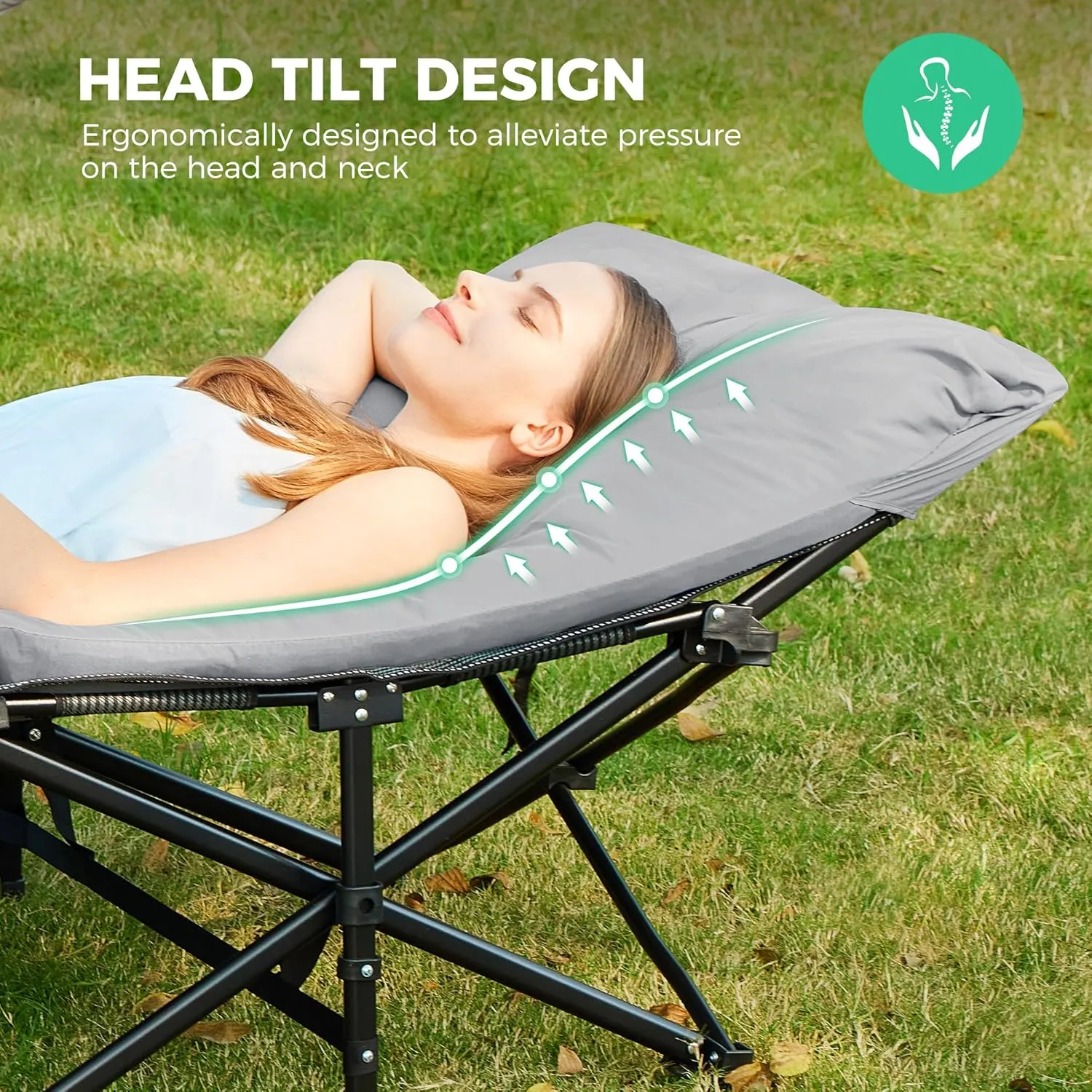 JEAREY Folding Camping Cot,Camping Cots for Adults with Mattress, Camping Portable Bed with Carry Bag for for Guest,Travel,Hiking,Light Gray