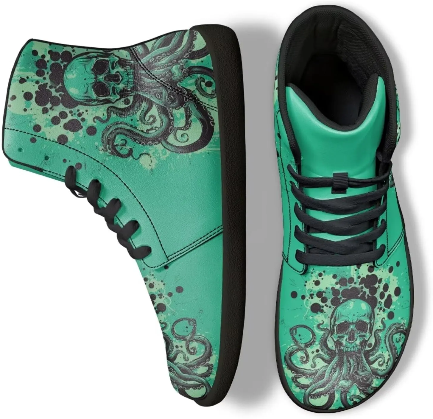 Jeiento Skull High Top Barefoot Running Shoes Breathable Sneaker for Men