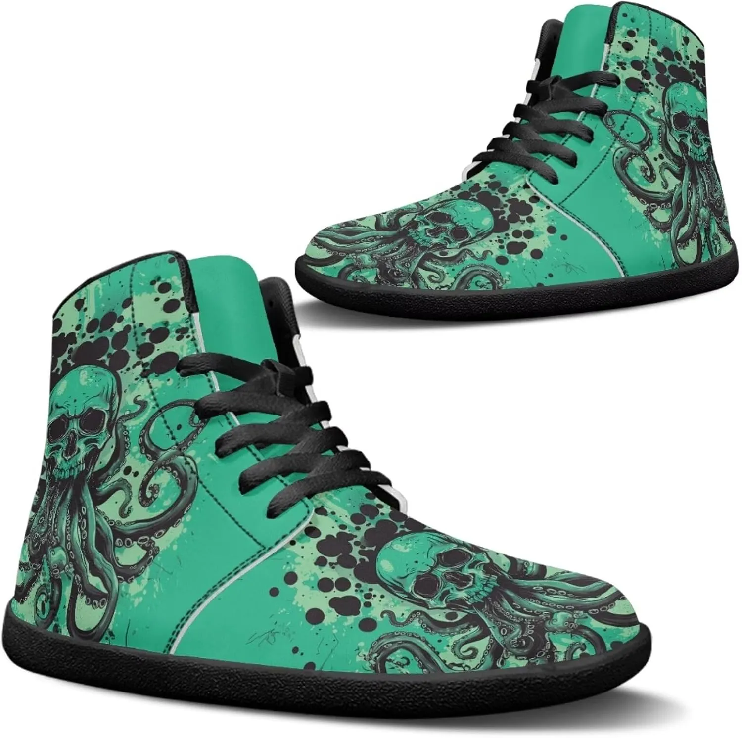 Jeiento Skull High Top Barefoot Running Shoes Breathable Sneaker for Men