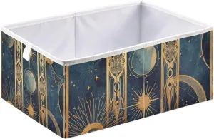 JIPONI Magic Stars and Sun Foldable Storage Bins Baskets, Storage Cube Box Organizers for Toys, Clothes, Closet, Shelves 16x11x7 In