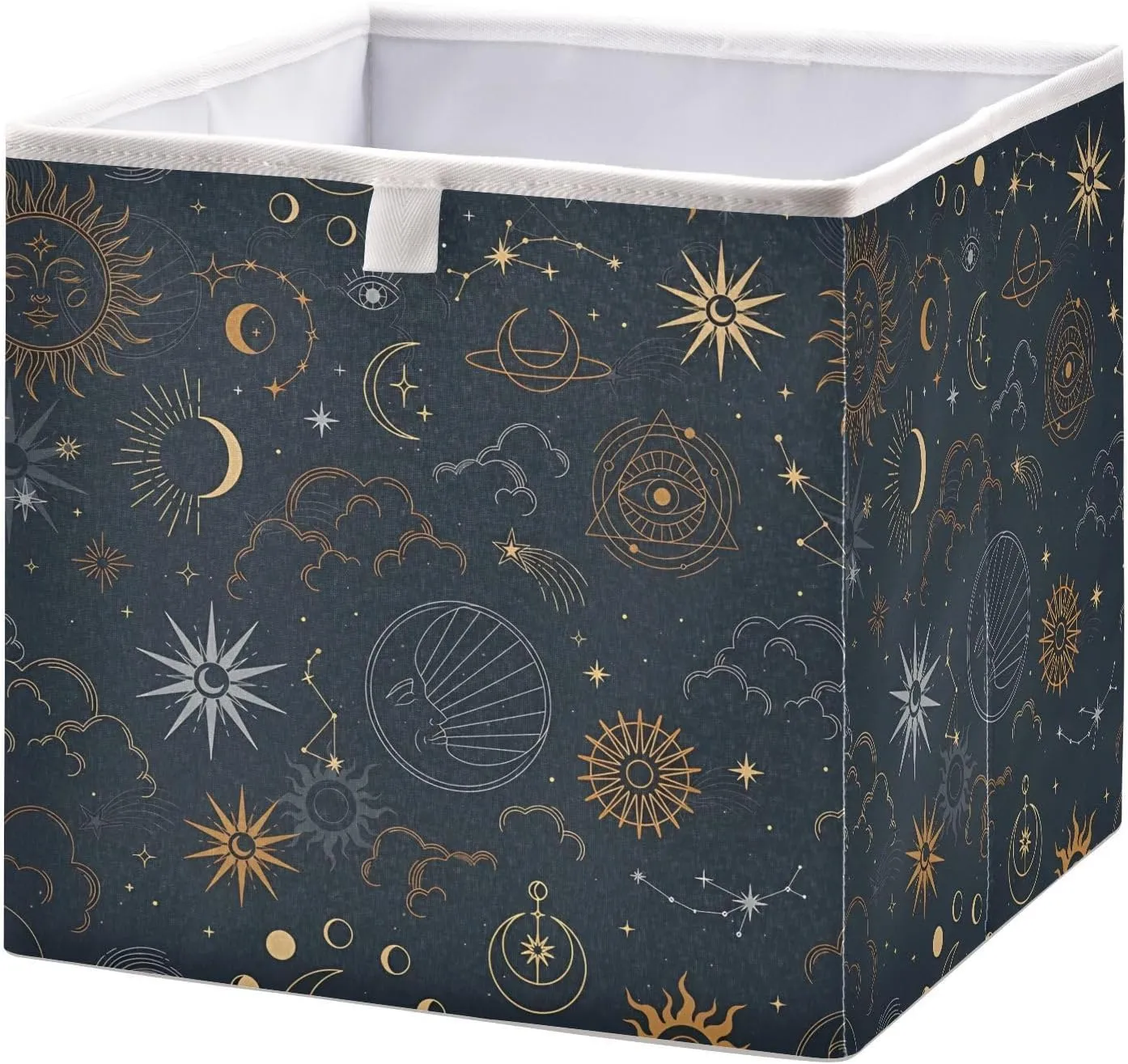 JIPONI Suns Moons Stars Magic Foldable Storage Bins Baskets, Cube Storage Box Organizers for Toys, Clothes, Closet, Shelves 11x11 In