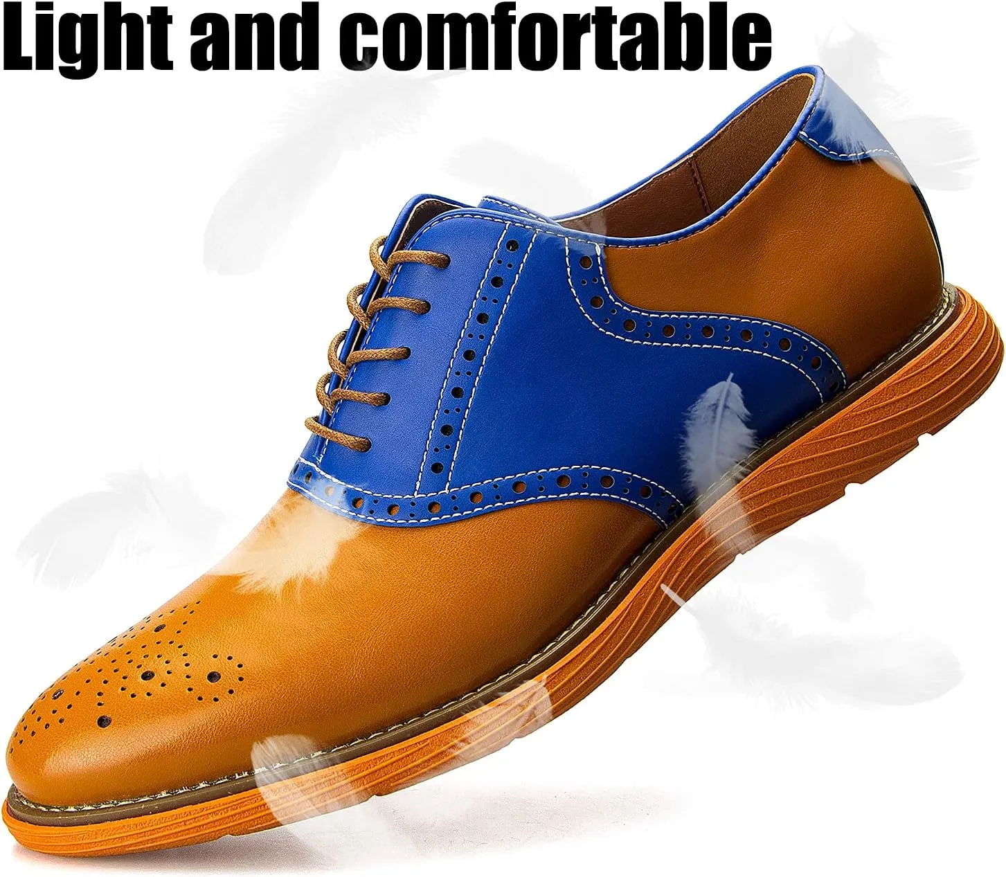 JITAI Men's Oxford Shoes,Dress Shoes Lace-up Wingtip Brogue Shoe Mens Lightweight Fashion Shoes.