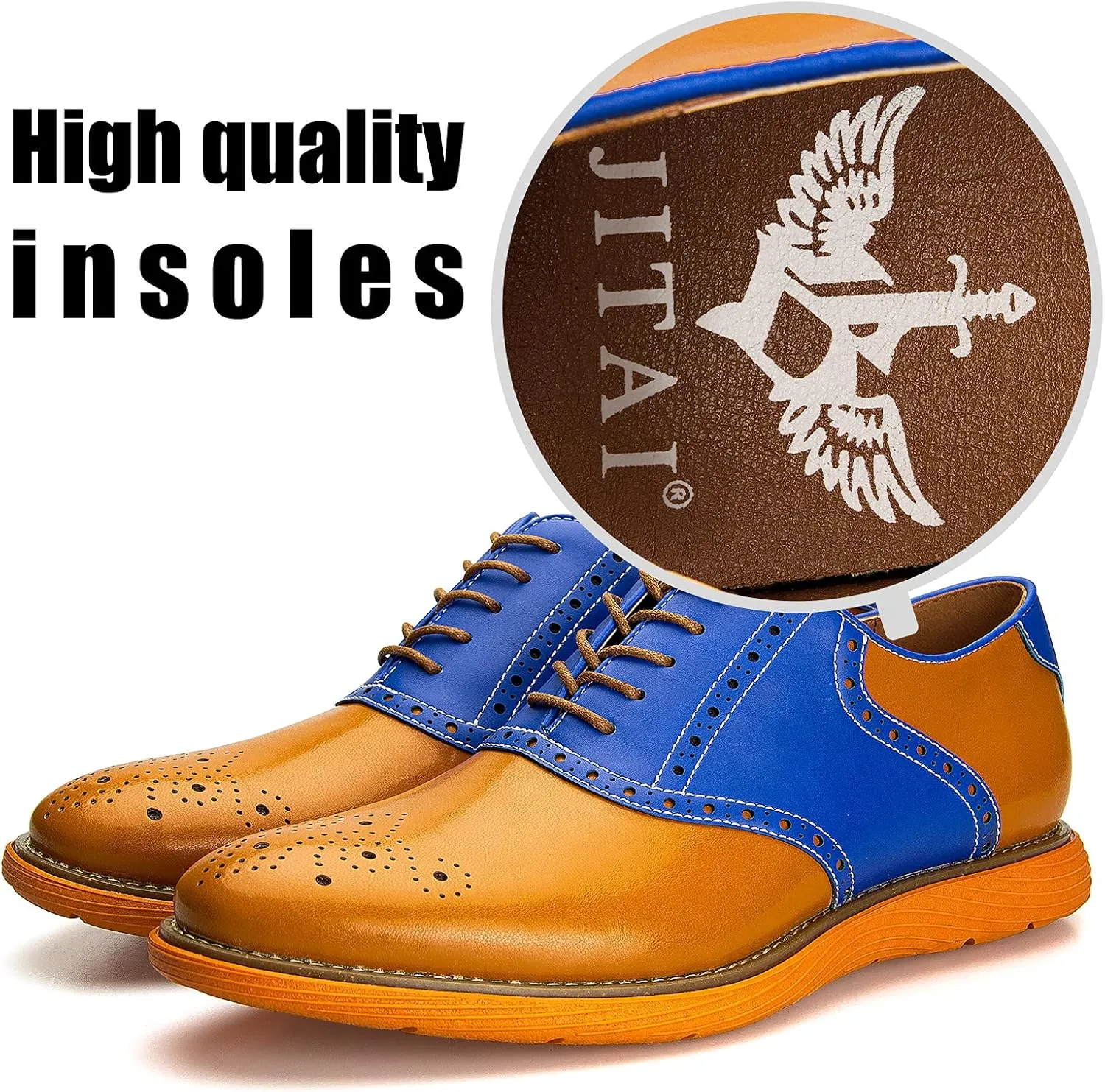 JITAI Men's Oxford Shoes,Dress Shoes Lace-up Wingtip Brogue Shoe Mens Lightweight Fashion Shoes.
