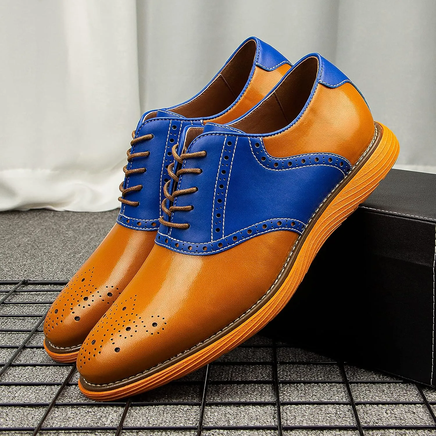 JITAI Men's Oxford Shoes,Dress Shoes Lace-up Wingtip Brogue Shoe Mens Lightweight Fashion Shoes.