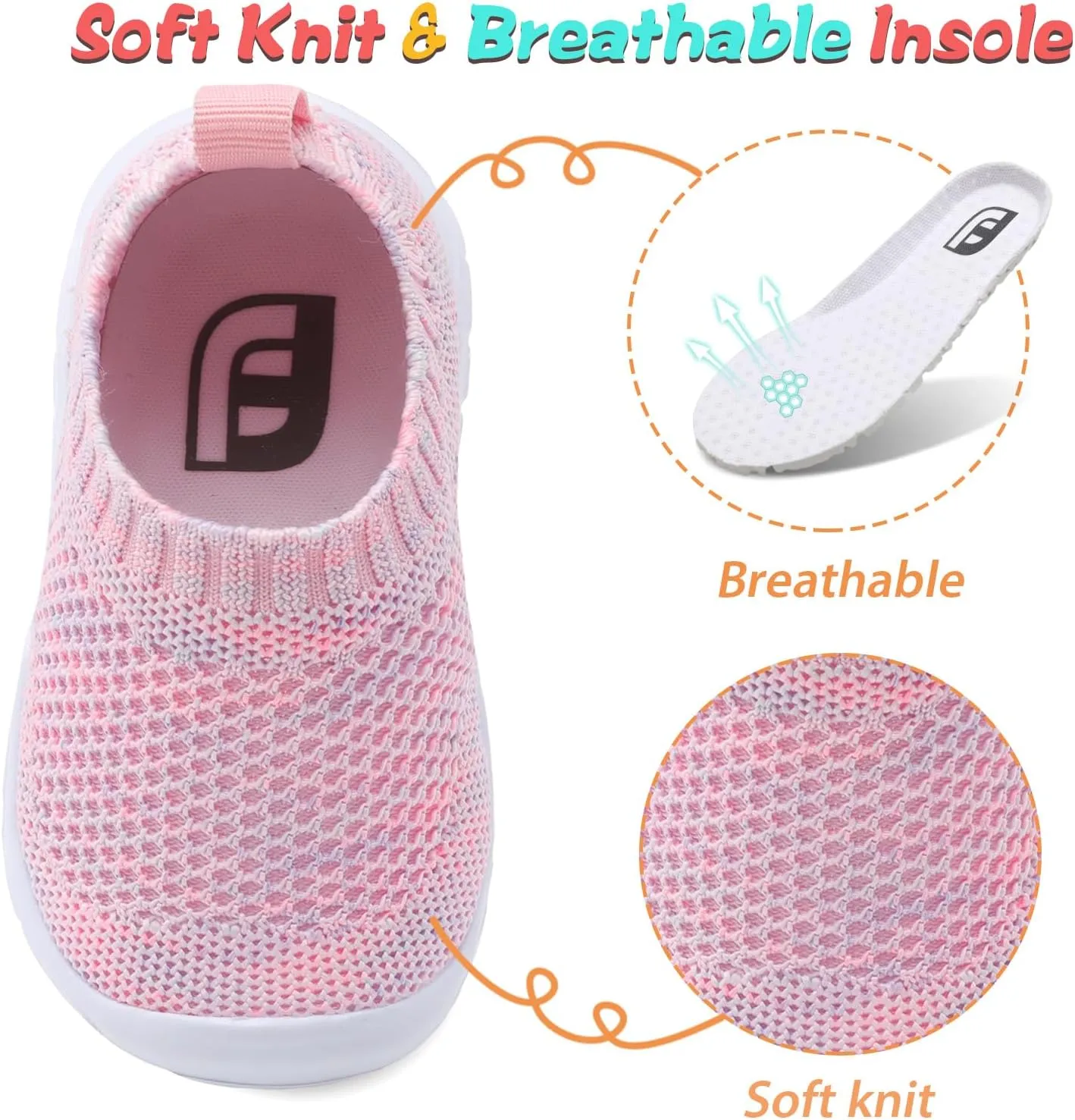 JOINFREE Toddler Boys Girls Sneaker Slip On Shoes Kids Lightweight Breathable Walking Shoes