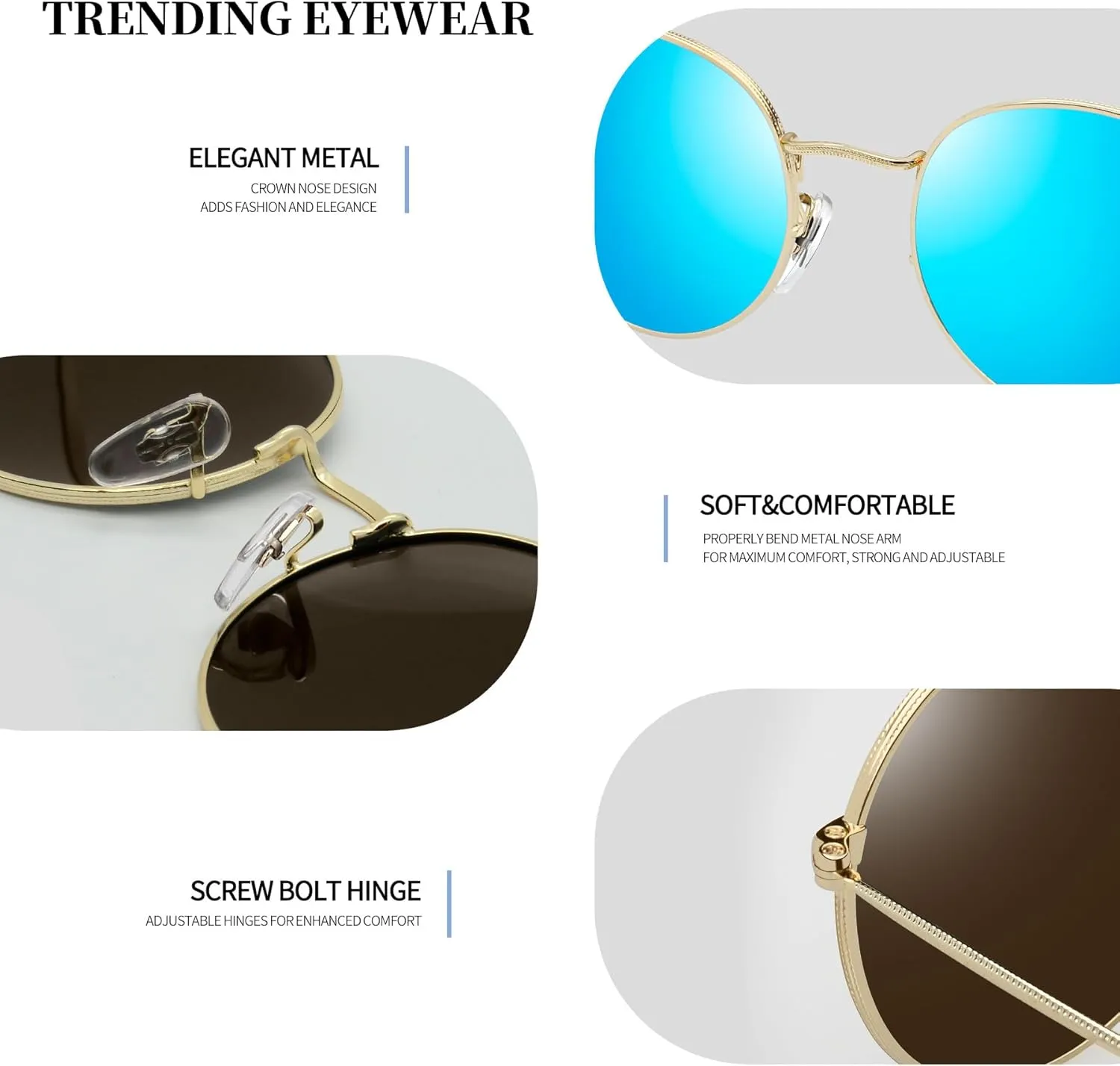 Joopin Vintage Round Sunglasses for Women, Retro Trendy Polarized Sun Glasses UV400 Protection, Circle Shades Men Sunnies