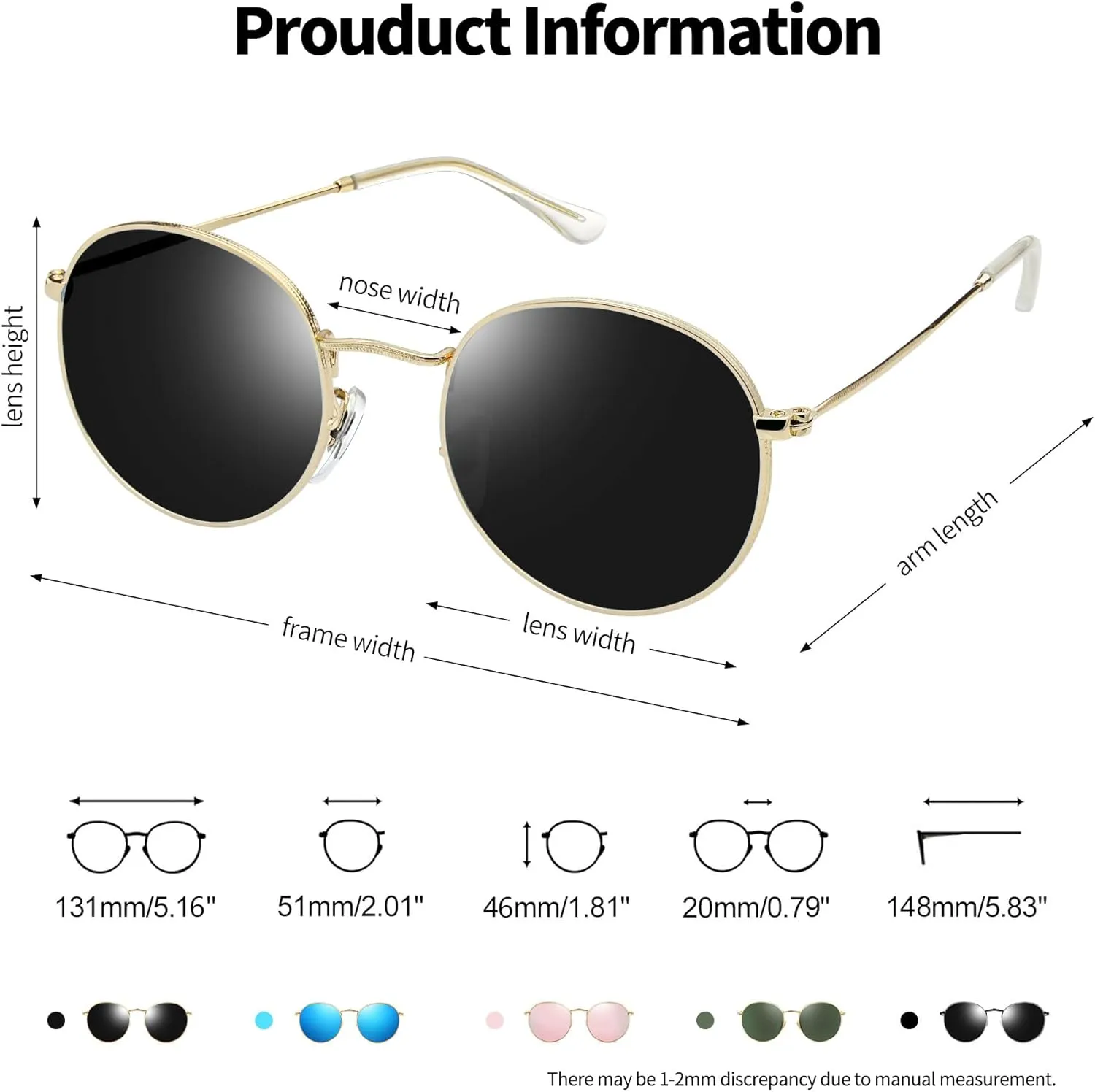 Joopin Vintage Round Sunglasses for Women, Retro Trendy Polarized Sun Glasses UV400 Protection, Circle Shades Men Sunnies