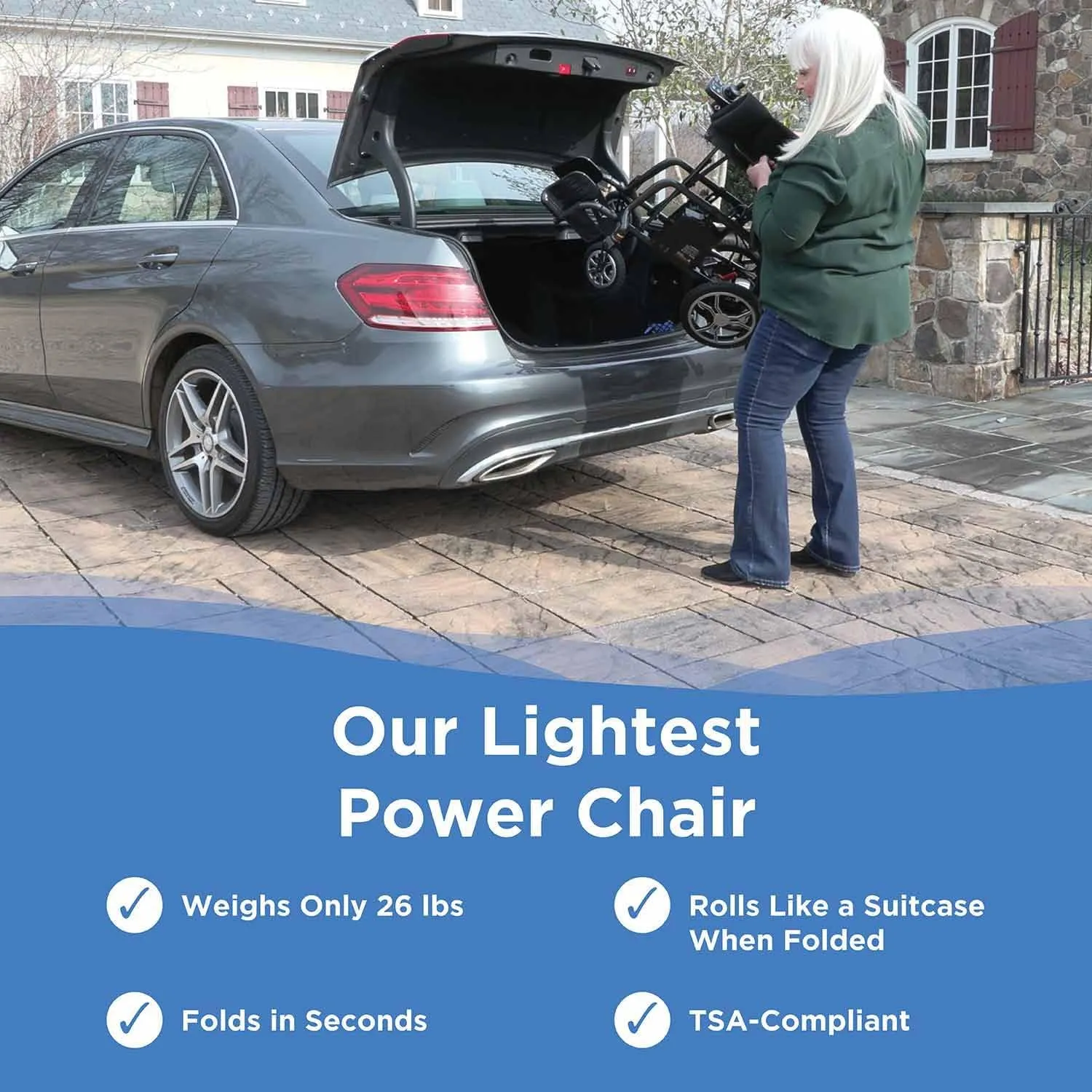 Journey Air Elite Electric Power Chair for Adults - Our Lightest Foldable Power Chair for Seniors, Weighs Only 26 lbs - Quick Charge with up to 9.3 Mile Range - TSA Compliant - Black