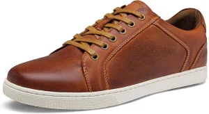 Jousen Men's Sneakers Leather Casual Shoes for Men Business Lace Up Dress Sneaker Mens Shoe